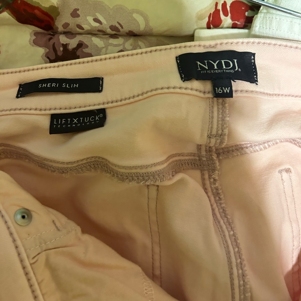 NYDJ Sheri Slim Pink jeans, Sz 16W, 73% Cotton, Inseam 25”, rough edge - Picture 5 of 7